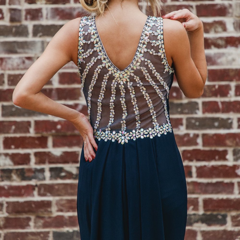 Navy Gemstone Evening/Prom Gown